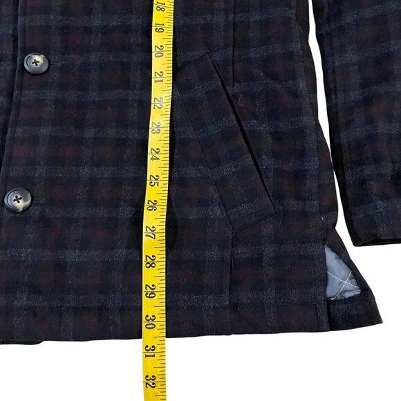 Utex Men's Button-Up Shirt Jacket Medium Wool Blend Quilt Lined Black Red Plaid - Picture 5 of 6